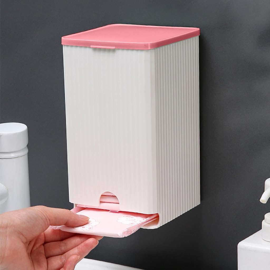 HASTHIP® Sanitary Pads Dispenser for 25-30 Pads - Wall-Mounted Box Napkin Holder, Dustproof Waterproof Sanitary Pads Wall Holder Bathroom Sanitary Pads Bathroom Organizer, 11.5cmx11.5cmx19.5cm