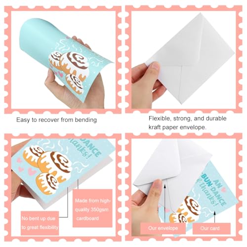 OFIFO® Colorful Thank You Cards with Envelopes 12 Unique Designs Blank Small Suitable for Teachers Employees Graduation Farewell and Other Festive Occasions 12.7cmx17.8cm 2PCS