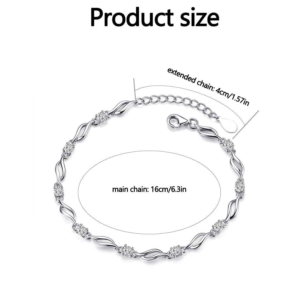 Zibuyu Crystal Bracelet for Women featuring Crystal Inlay and 16+4cm Adjustable Chain | Anti-Tarnish Design