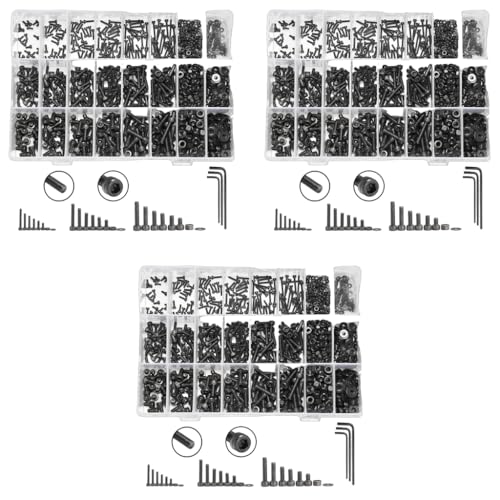 Serplex® 3870PCS Screws Nuts Washers Set M2 M3 M4 Assorted Sizes High Hardness Alloy Steel Hex Socket Head Cap Metric Bolts Anti Rust