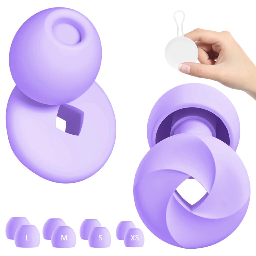 ZIBUYU Ear Plugs for Noise Reduction with 33dB Protection and Soft Silicone Loop Design | Purple