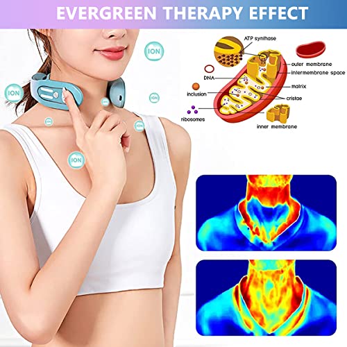 HANNEA® Electric Neck Massager for Cervical Pain Heat Therapy Function Neck Massager with 4 Modes TENS Low Frequency Pulse Neck Massager Smart 15mins Timing Portable Massager for Travel