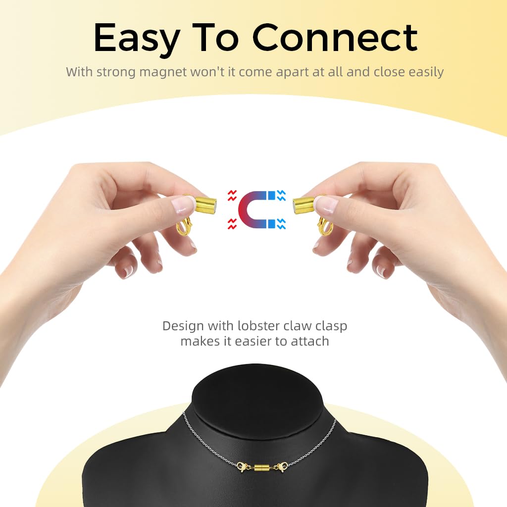 SANNIDHI Bracelet Lobster Clasps for Jewelry Making featuring Magnetic Closure 6 Pairs Gold and Silver | Easy Single Hand Use