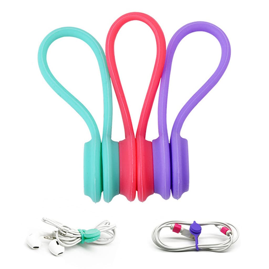 ZIBUYU Cable Organizer for Desk with Magnetic Catch and Flexible Silicone | 3 Pcs Set