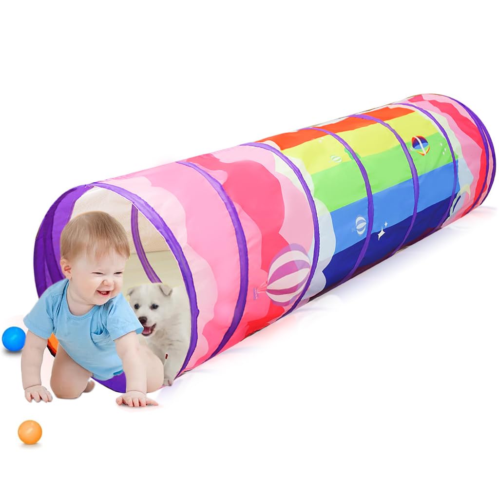 PATPAT® Kids Play Tunnel for Toddlers 1-3 Colorful Pop Up Baby Tunnel for Kids to Crawl Through 6 Foot with Breathable Mesh Collapsible Toddler Tunnel Gift for Children Pet Kids Backyard