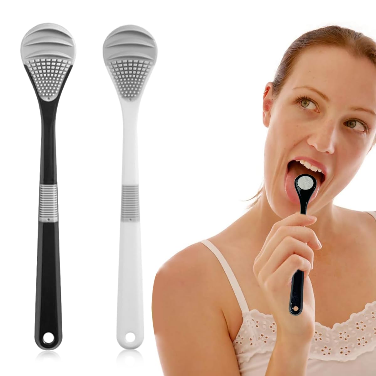 HANNEA Tongue Cleaner for Adults 2 Pcs with Fan Shaped Dual Side Design | Soft Silicone for Kids and Men