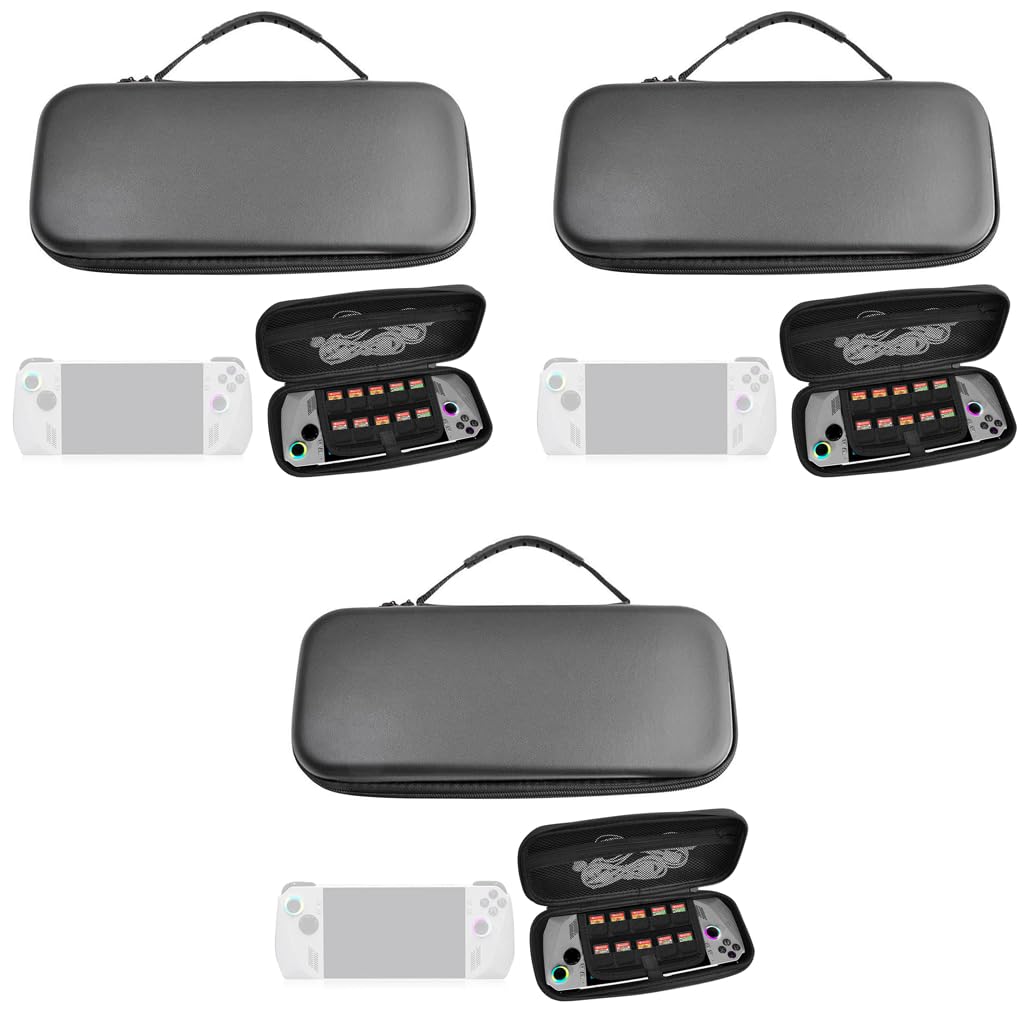 ZORBES Oxford Fabric Carrying Case for Rog Ally Accessories with 10 Game Slots | Waterproof EVA Hard Shell Black