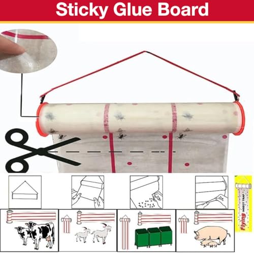 HASTHIP Fly Trap Kit for Insects, Whiteflies, Aphids, Leaf Minor, Thriphs, Ultra sticky Trap Roll for Insect in garden & Farm for Indoor or Greenhouse Use, Hangable Fly Sticker Paper (4m*25cm)