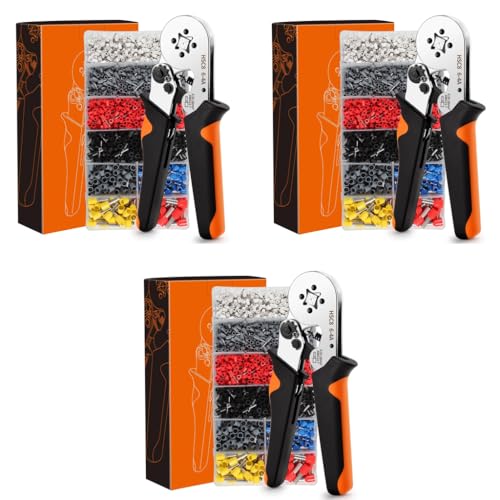 HASTHIP® Wire Connector Cable Crimping Tool Ferrule Kit Self-Adjusting Square Crimper Plier for AWG22-7 with 3600PCS Assortment