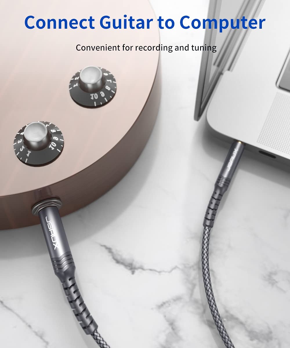 JSAUX 3.5mm to 6.35mm Stereo Audio Cable 3.9ft for Guitar and Speaker | 3PCS TRS Jack