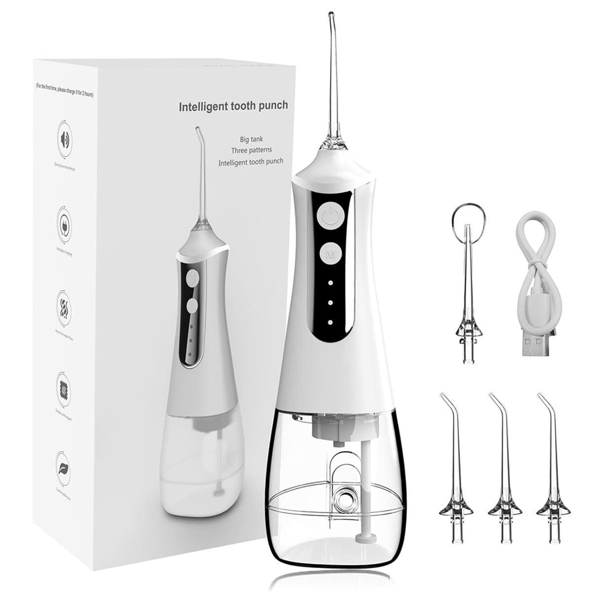 HANNEA® Ultra Dental Flosser for Teeth, Cordless & Rechargeable Water Floss With 4 Tips, 300 ml Large Detachable Water Tank, 6 Cleaning Modes with LCD Display, IPX7 Waterproof, Oral Irrigator