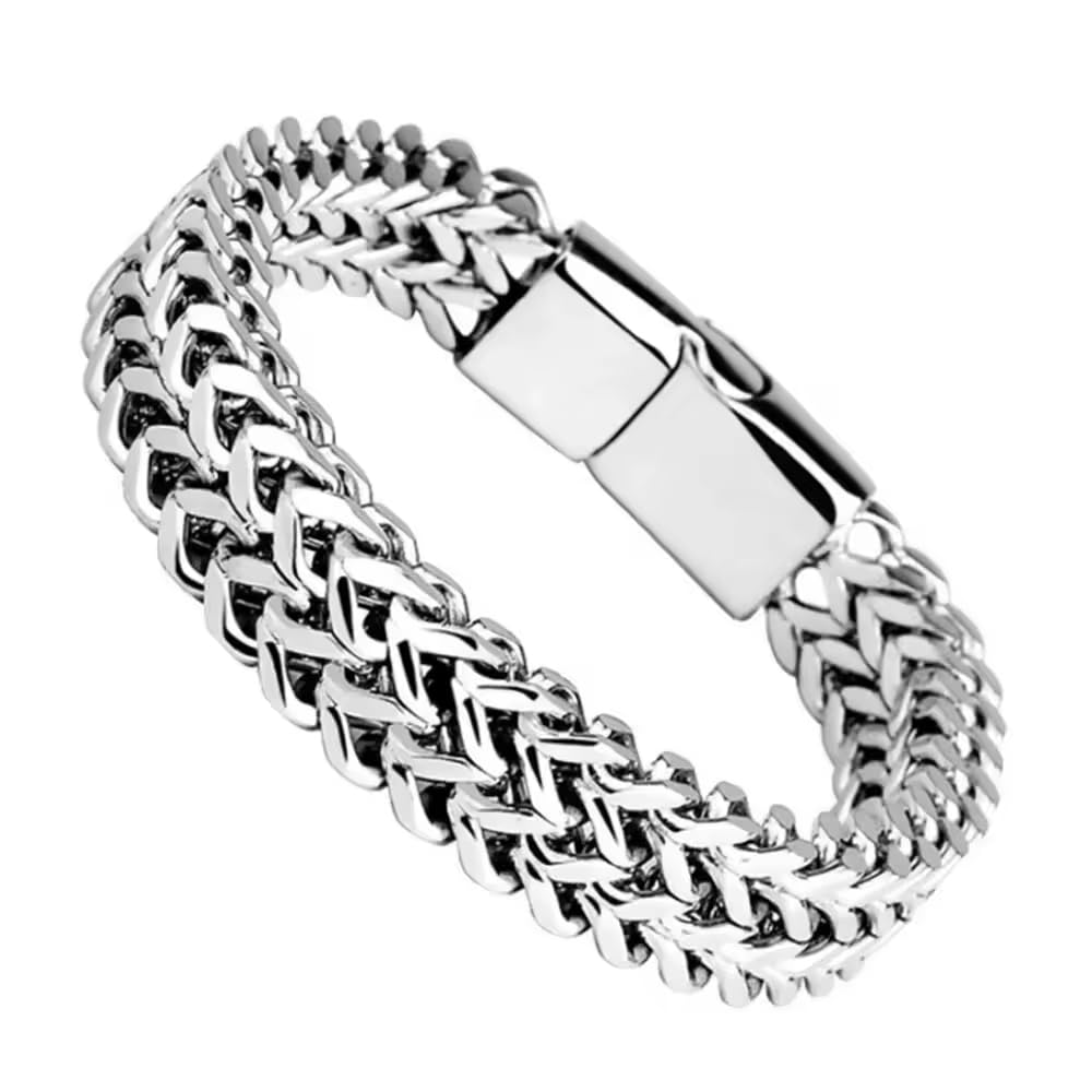 Zibuyu Silver Stainless Steel Fish Bracelet 21cm for Unisex | Sleek Modern Design