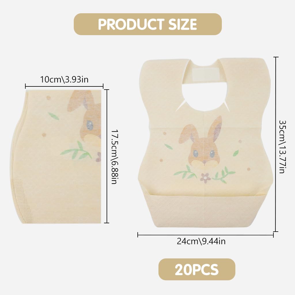 SNOWIE SOFT Disposable Baby Bibs Pack of 20 for Travel and Home with Catcher Pocket | Skin-Friendly Non-Woven Leak-Proof Layer