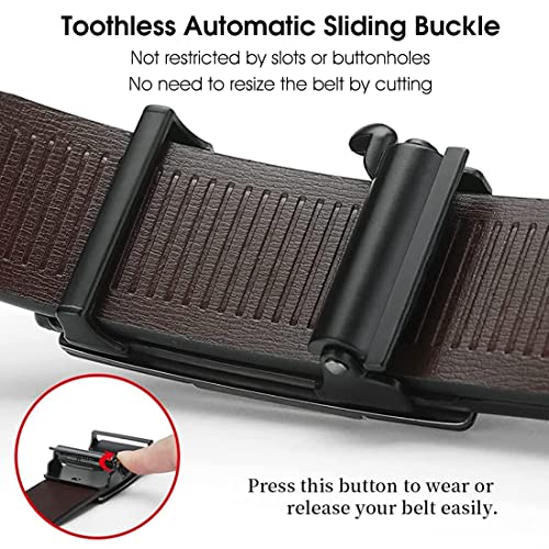 GUSTAVE® Belts for Men Black Leather Mens Belt Adjustable Fashion Gold Leopard Pattern Buckle Belt - 130cm Length, No Punch Hole 2 PCS