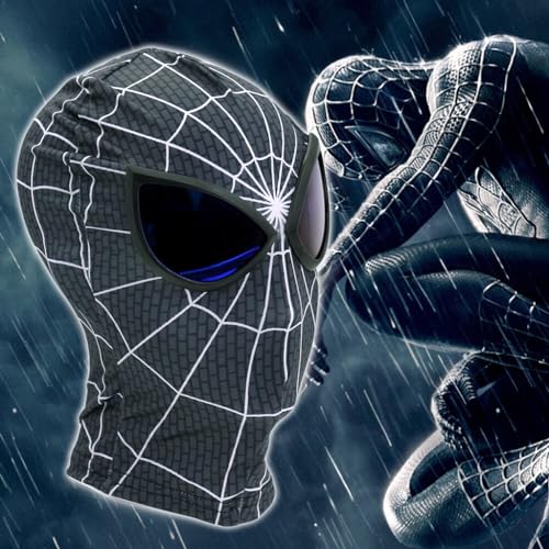 FANCYKU® 3D Spider Mask Cosplay Costumes Superhero Lenses Costume for Adult Kids Role Play Masks Halloween Christmas Masquerade Black White 3PCS