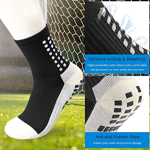 Proberos® Hi-Tech Performance Athletic Socks for Men Women Rubber Anti-Slip Thicken Cushion Sport Ankle Length for Badminton Soccer Running Gym Indoor Training 3 PCS