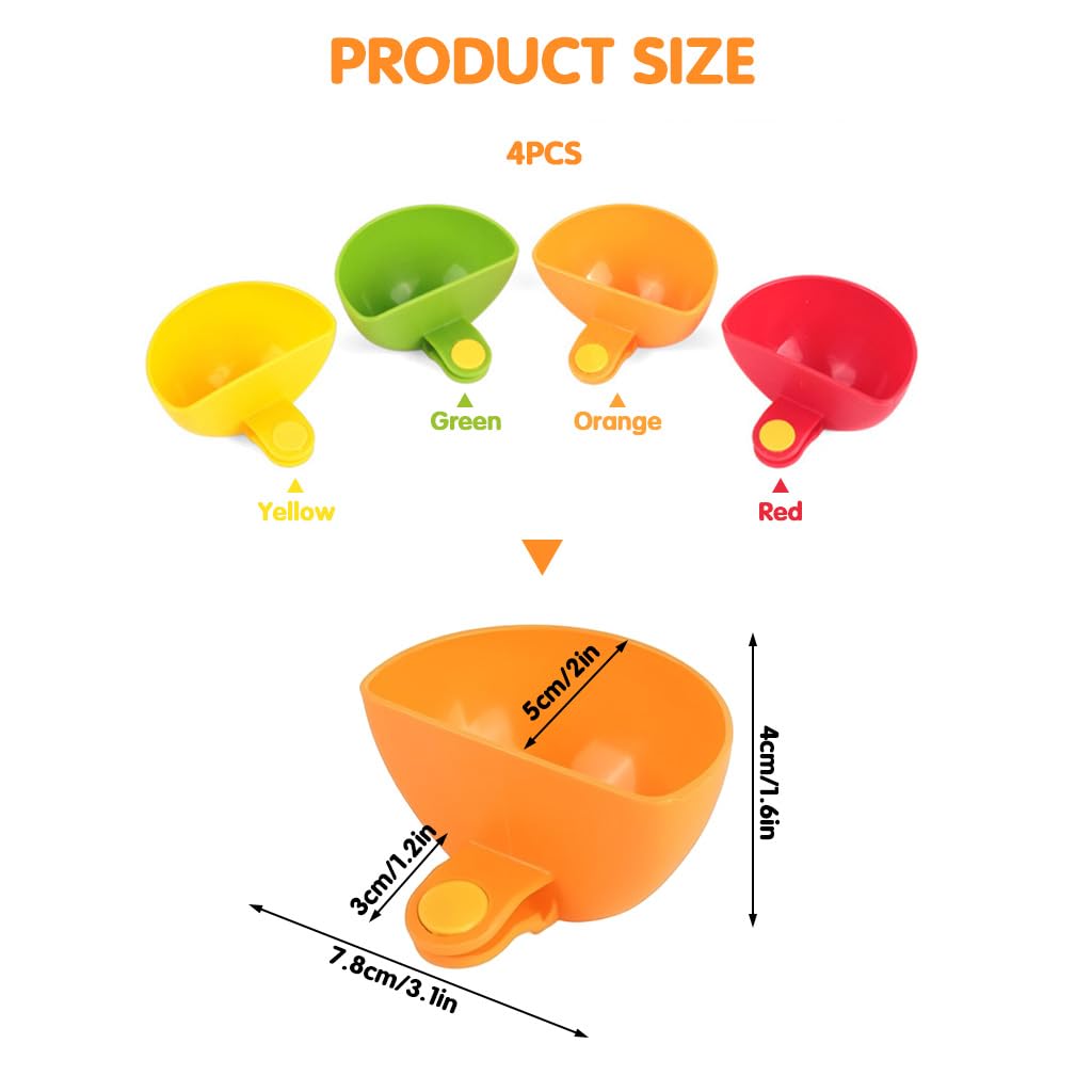 Supvox Chutney Bowls for Sauces and Spices featuring Clip On Design with Silicone Pads | Pack of 4 Multicolor PP Cups