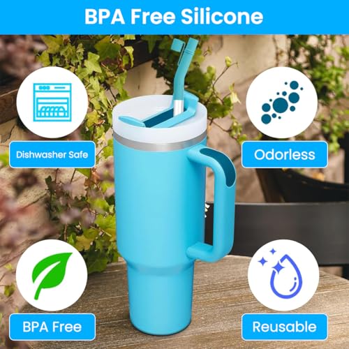 HASTHIP® 24PCS Straw Extender Caps Silicone Drinking with Dustproof Cap Transparent Bent Straws 2 Straw Cleaning Brushes Universal for 8-10mm Straws