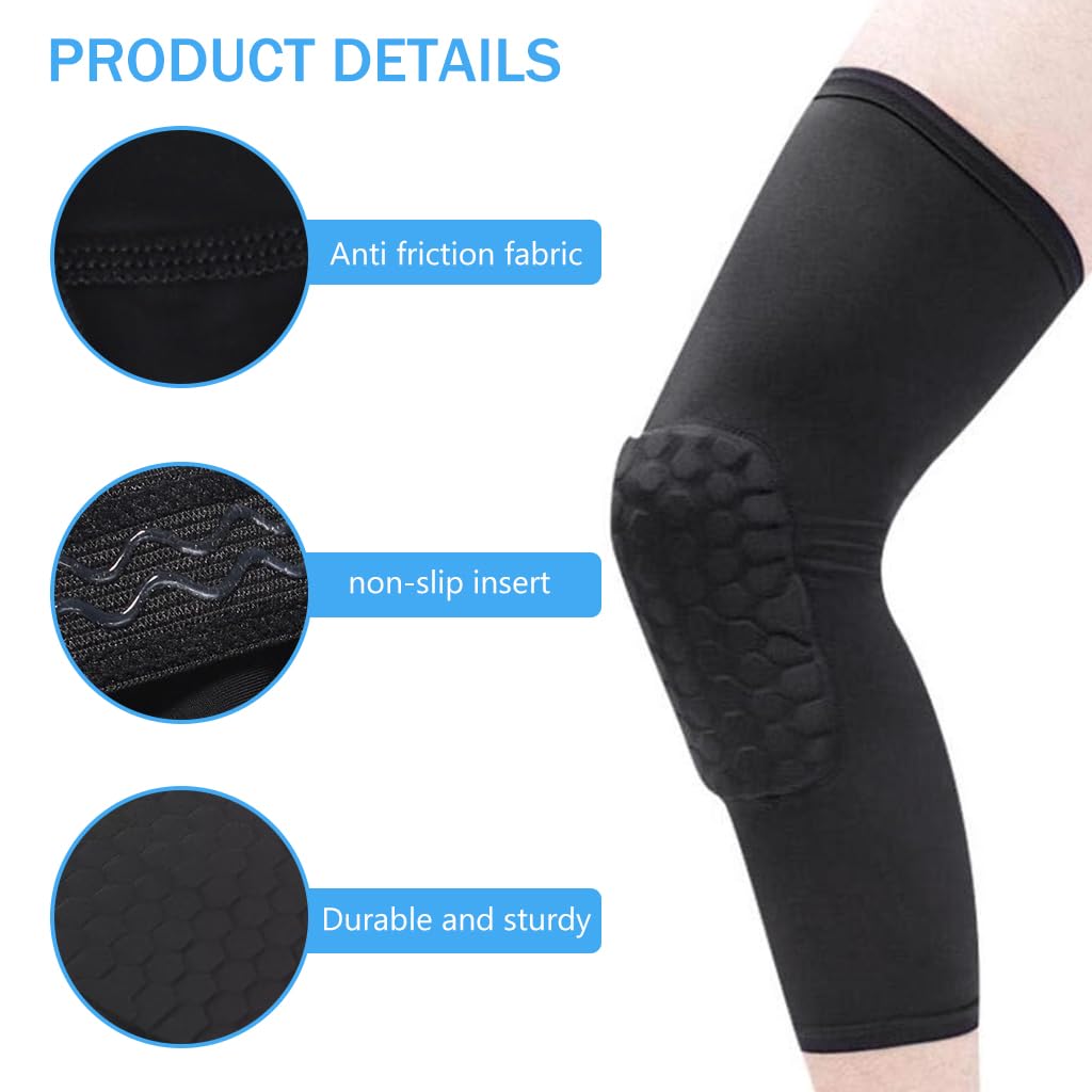 Proberos® 1Pair Knee Brace for Kids Teens, Anti-collision kneepads, Overknee Stretchy Compression Leg Support Sleeve 3D Knee Protector Pad Summer Breathable Leg Support, 4-Way Stretch, L