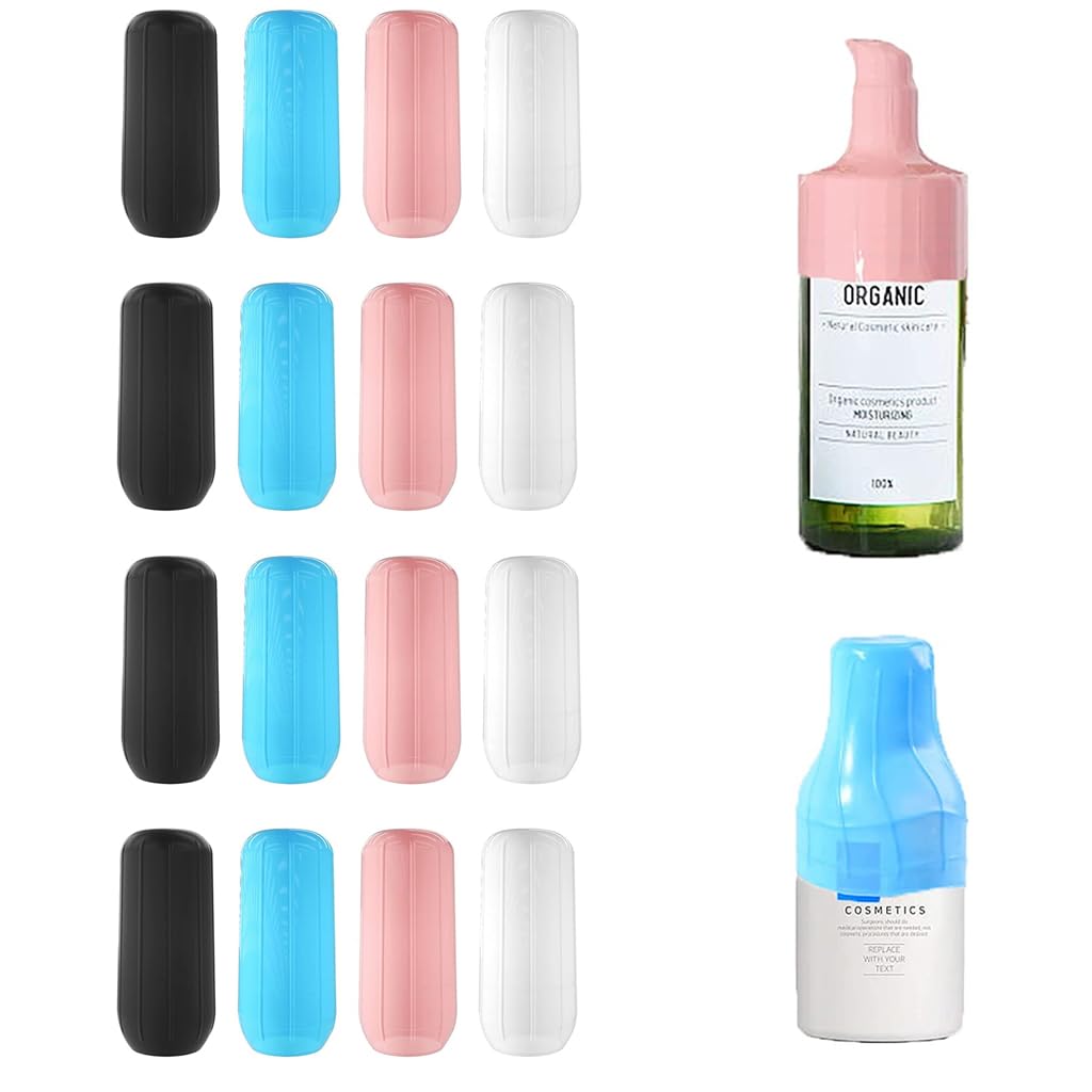 MAYCREATE Leak Proof Sleeves for Travel Bottles with Elastic Silicone Cover Set of 16 | Reusable 22 cm Caps