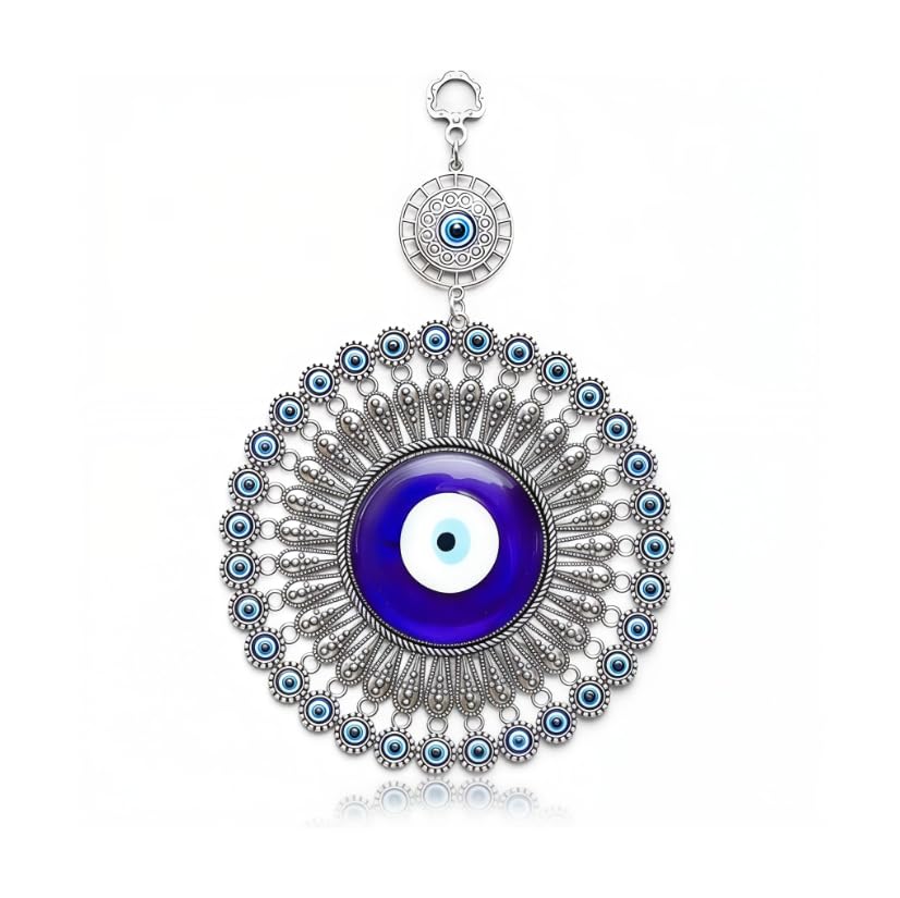 ZIBUYU Evil Eye Wall Hanging for Home Décor featuring Handmade Glass Beads & Metal Accents | Symbolic Gift Ornament for Protection and Good Luck