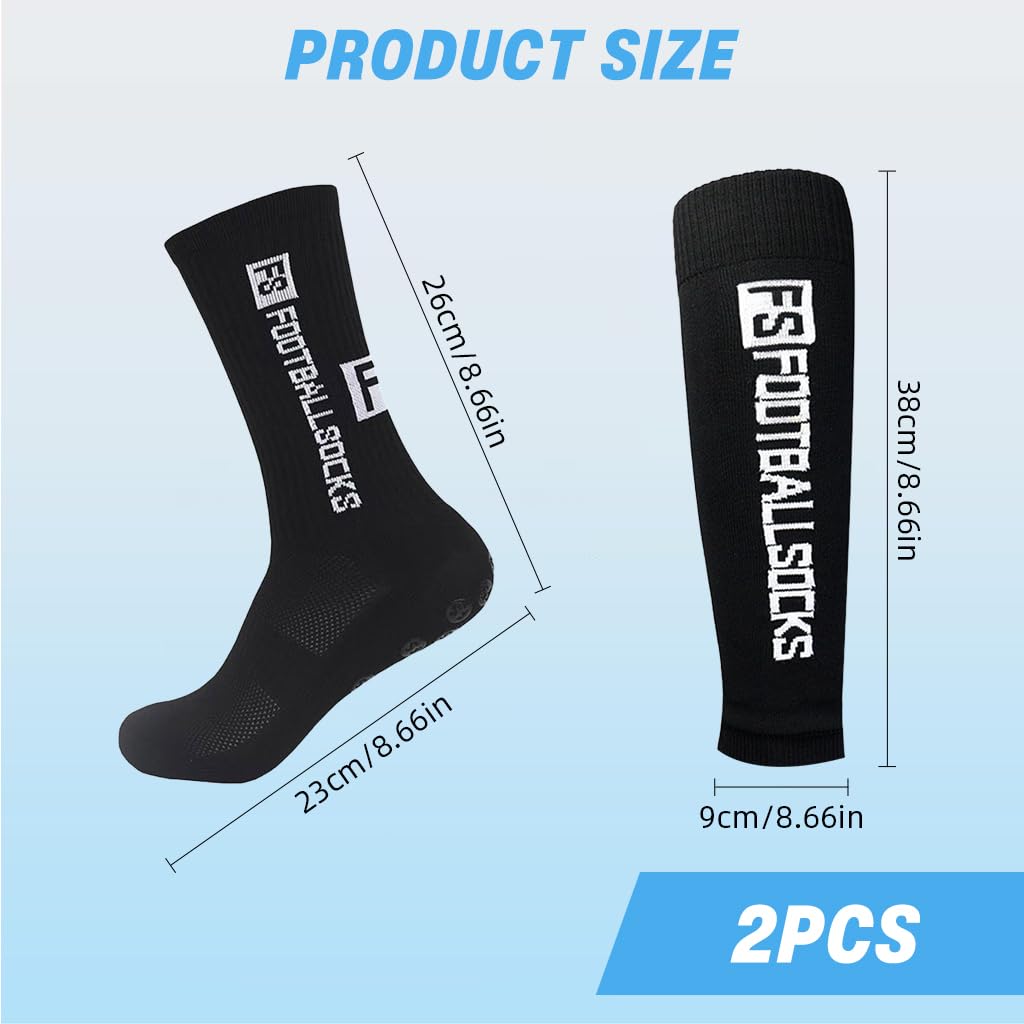Proberos Football Socks Set for Men and Women with Dual Anti Slip Grip Pads and Breathable Sleeves