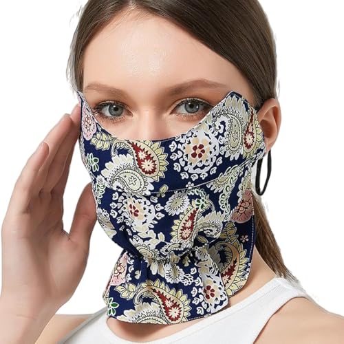 SANNIDHI® Women Face Mask UPF 50+ Sun Protection Face Cover Extender Front Hem Design Adjustable Earloop Breathable Face Mask Fashion Outdoor Face Mask Reuseable Face Cover for Cooking, Driving, Riding