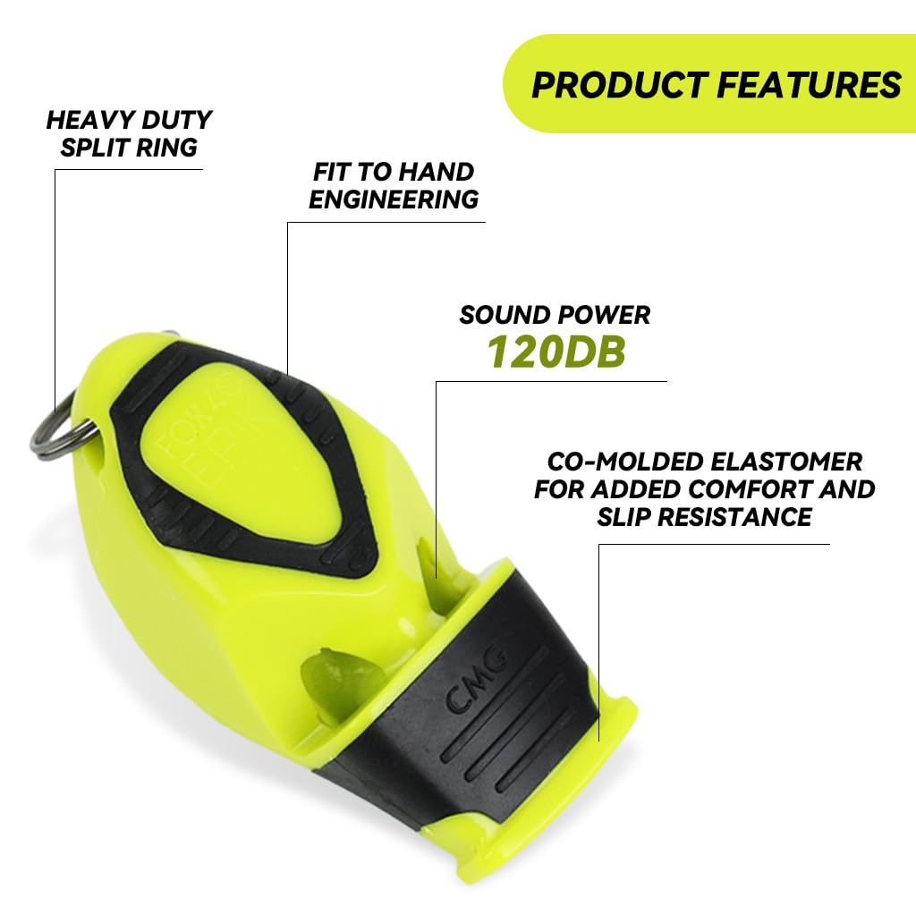 Proberos Sports Coach Whistle for Referees and Training with 120 dB Dual Air Vent Design | Black & Green