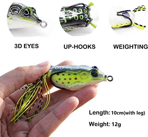 Elephantboat Fishing Lure Kit Set for Topwater Frogs featuring Double Hooks | Pack of 5