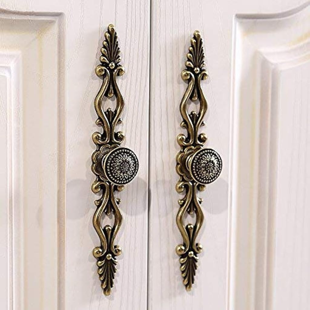 HASTHIP® 6Pcs Traditional Antique Brass Cabinet Drawer Door Pull Handle, 191mm, Zinc Alloy, Vintage Wardrobe Cupboard Hardware, Smooth Finish, For Kitchen, Bedroom, Bathroom, Includes Screw