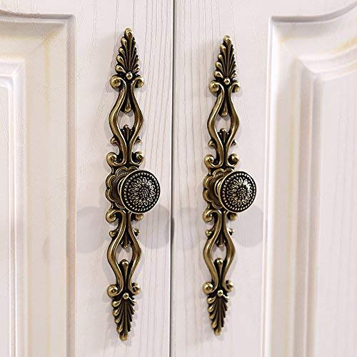 Supvox  Traditional Antique Brass Cupboard Cabinet Drawer Door Pull Handle, 175mm, Brown