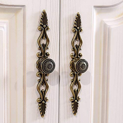 HASTHIP® 6Pcs Traditional Antique Brass Cabinet Drawer Door Pull Handle, 191mm, Zinc Alloy, Vintage Wardrobe Cupboard Hardware, Smooth Finish, For Kitchen, Bedroom, Bathroom, Includes Screw