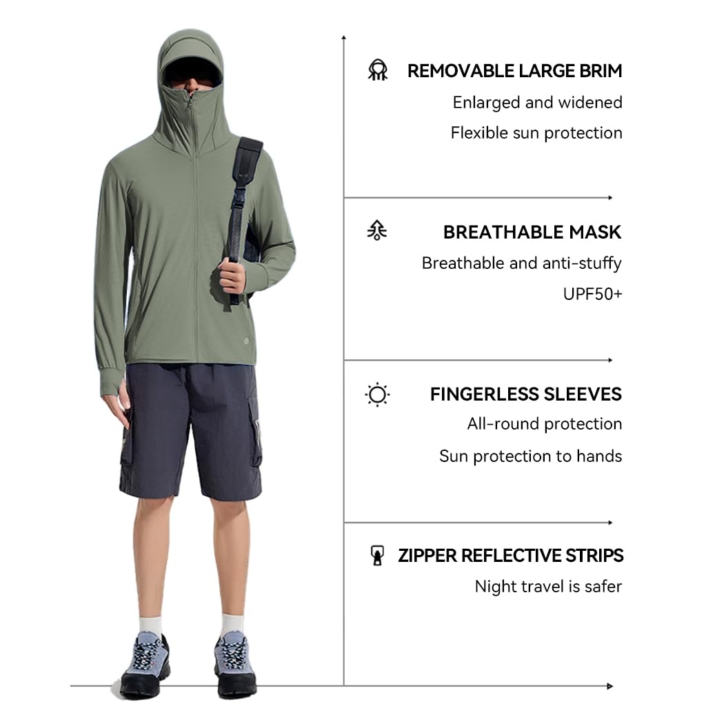 Venzina Sun Jacket for Men with UPF 50+ Protection and Detachable Brim | Quick Dry Hoodie