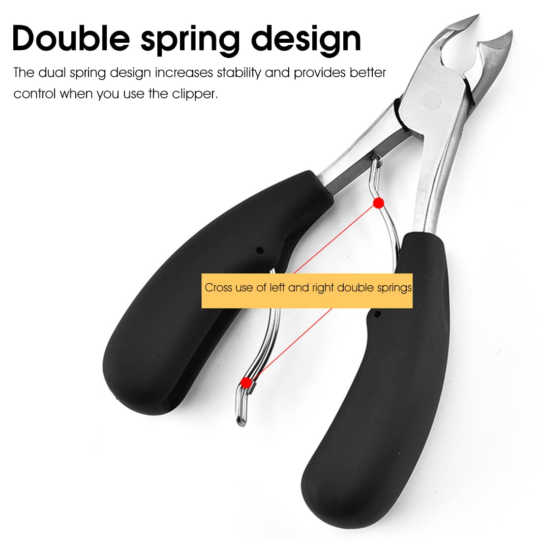 MAYCREATE Toenail Clippers for Thick & Ingrown Nails with Curved Blade and Rubberized Handle | Stainless Steel Podiatrist Tool