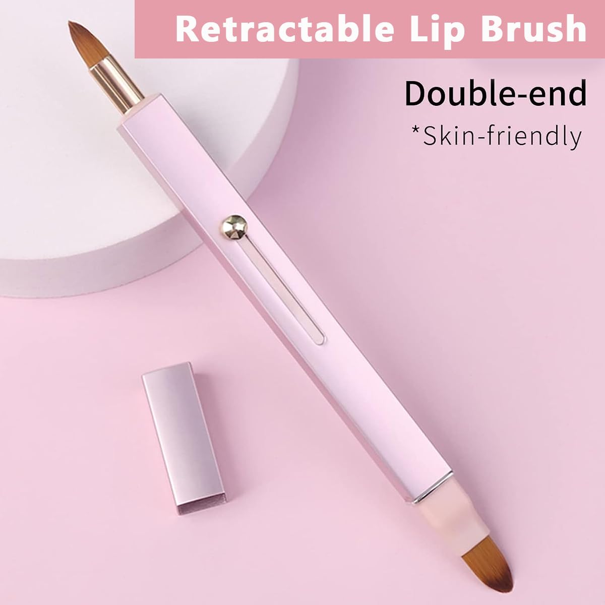 MAYCREATE® Retractable Travel Lipstick Brush 2 in 1 Double-ended Lipstick Brush Lip Liner Brush Dustproof Design Versatile Makeup Brush for Lipstick, Lip Balm, Lip Gloss, Concealer