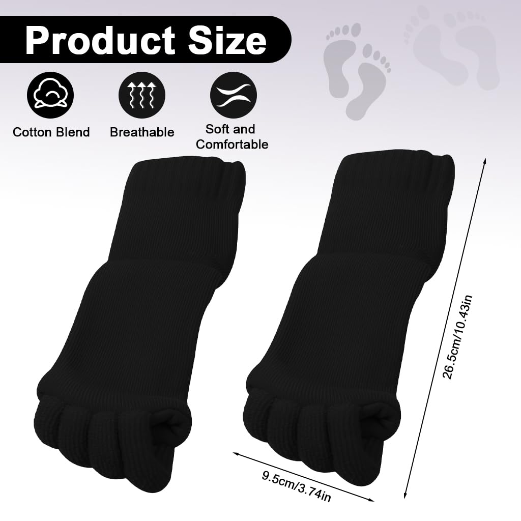 Zibuyu Toe Separator Socks for Yoga and Bunion Relief with Ergonomic Toe Dividers | Breathable Cotton for Men and Women