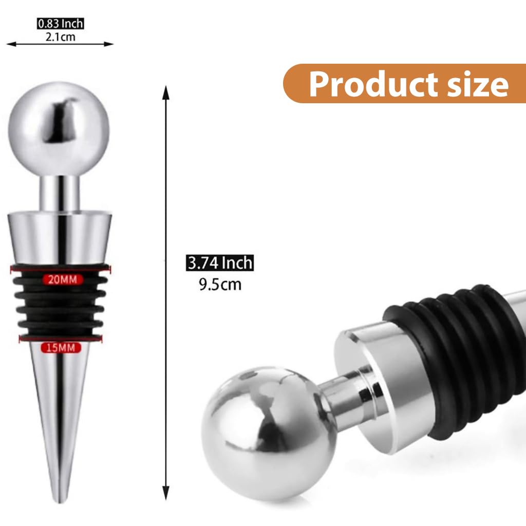 HASTHIP Wine Stoppers for Wine and Champagne Bottles featuring Leakproof Seal | 3 Pieces 9×2 cm Food‑Grade Silicone