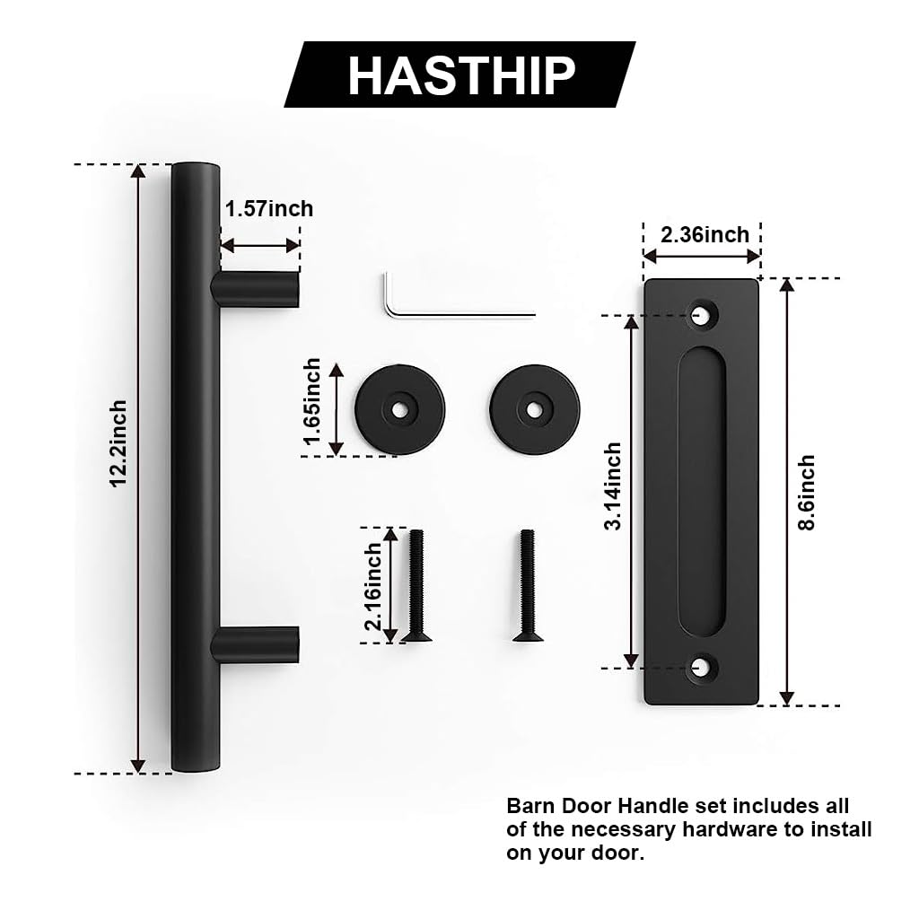 HASTHIP® 12inch Heavy Duty Door Handle, Carbon Steel Door Pull with Installation Accessories, Straight Bar Door Pull for Main Door/Glass Door Pull Push Handle/Main Door Handle for All Door