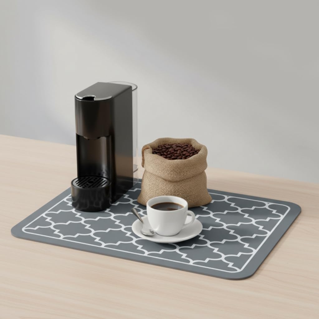 ZIBUYU Super Absorbent Dish Drying Mat for Kitchen Countertops with Non Slip Base | Easy Clean Microfiber Counter Protector