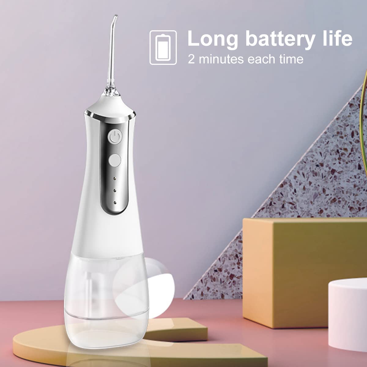 HANNEA Cordless Oral Flosser for Teeth Cleaning with 5 Jet Tips and 360° Rotation | 350ml Water Tank & 3 Modes