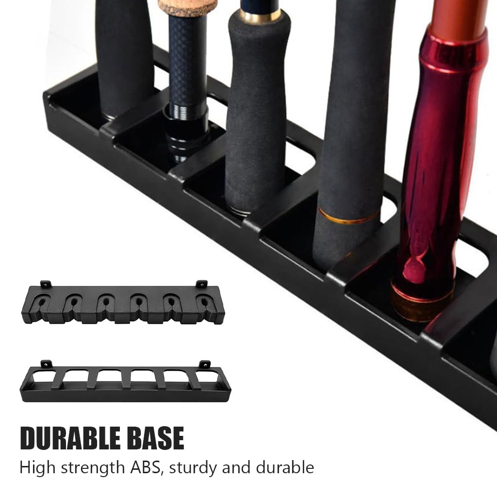 Proberos Fishing Rod Holder with 6 Slots and EVA Foam Grips for Wall Mount Storage | Universal Rack