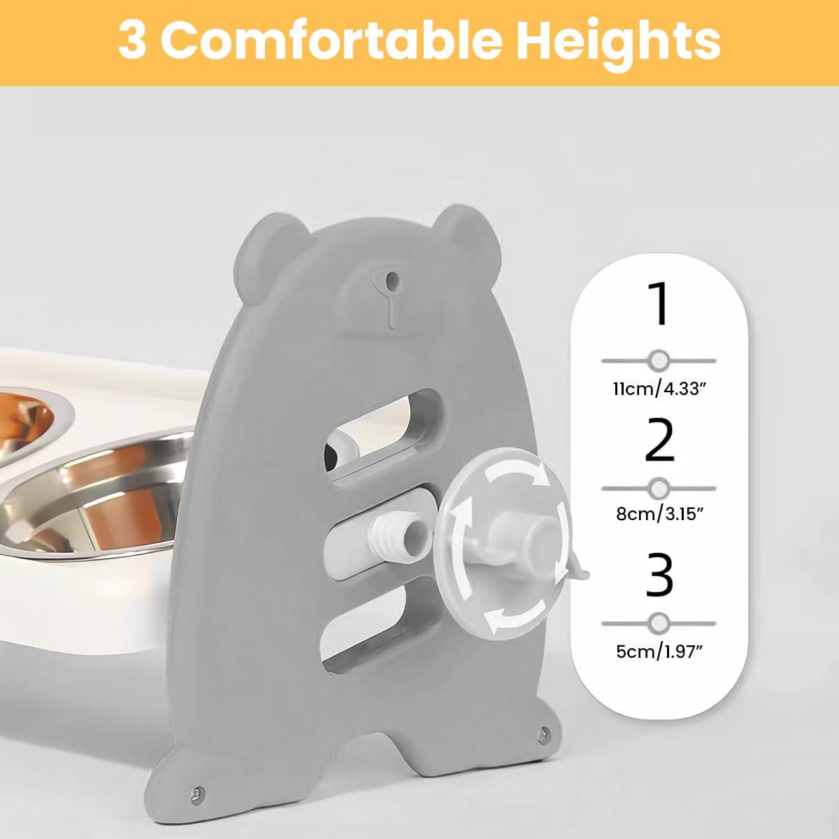 Qpets Dog Food Bowl for Dogs and Cats with Adjustable Height and Detachable Stainless Steel Design