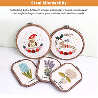 HASTHIP® Embroidery Hoops, Cross Stitch Hoops, Imitated Wood Plastic Display Frame, Reusable Circle Oval Rectangular Octagonal Cross Stitch Hoop Ring for Art Craft Sewing and Hanging Ornaments(4Pcs)