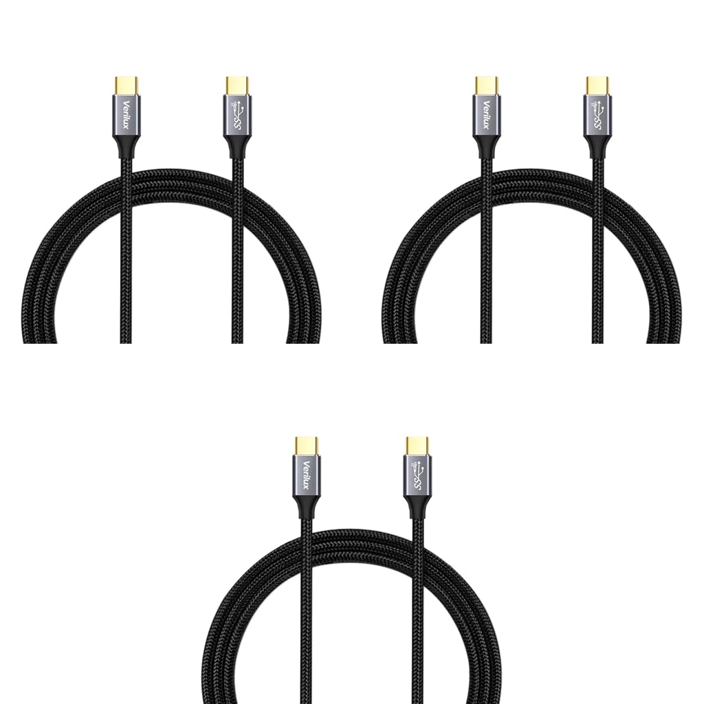 Verilux USB C Cable for Fast Charging 100W 10ft with E Marker Chip | 10Gbps Data Transfer