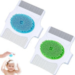 SNOWIE SOFT® Deluxe Baby Hair Brush & Comb Set 2pcs - 3-In-1 Gentle Grooming Kit, Soft Rubber & Detangling Bristles, Easy-Grip Handle, Lice Removal & Scalp Massage for Newborns & Toddlers