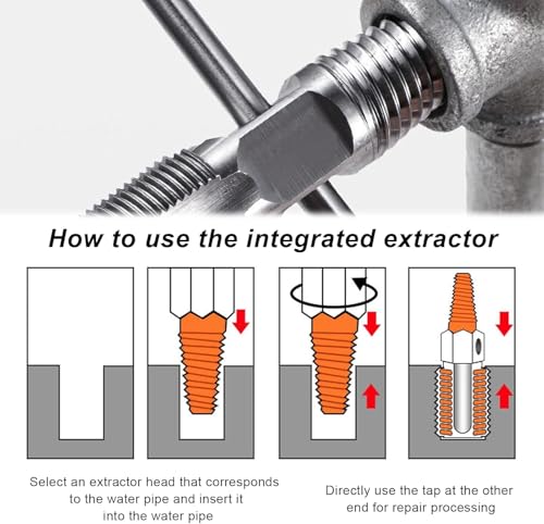 Serplex® 2 in 1 Broken Pipe Extractor Tool Kit Double Headed Faucet Water Triangle Valve Screw Remover Damaged Bolt Drill Bits Durable Hand Tools Set for Home Plumbing Repairs 2 PCS