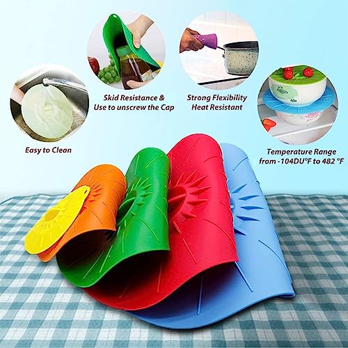 HASTHIP® Heat Resistant Microwave Cover, Silicone Lids Covers for Food, Silicone Stretch Lids and Food Covers, 5 Sizes Reusable Heat Resistant Food Lids fits Cups, Bowls, Plates, Kitchen Gadgets