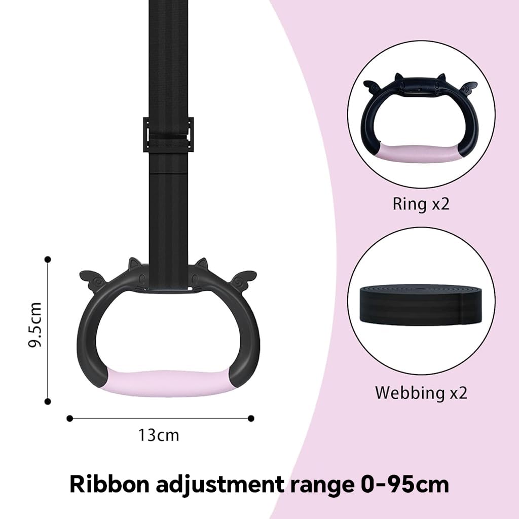 Proberos Kids Gymnastic Rings for Home Fitness with 3.3ft Adjustable Straps & 360lbs Load | Rubberized Grip for Kids and Teens