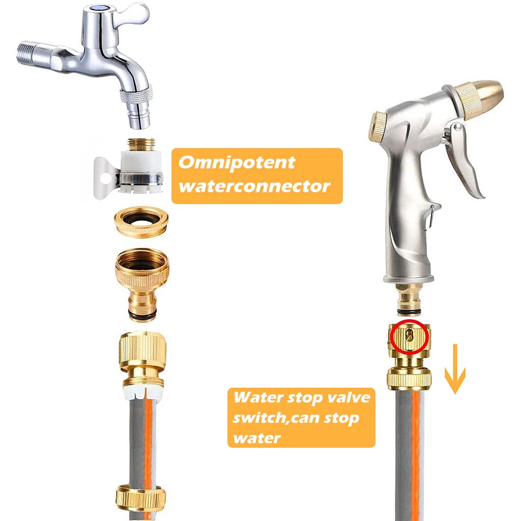 HASTHIP Tap Connector Set for Garden and Kitchen featuring 2 in 1 1/2 & 3/4 inch Brass Adapters