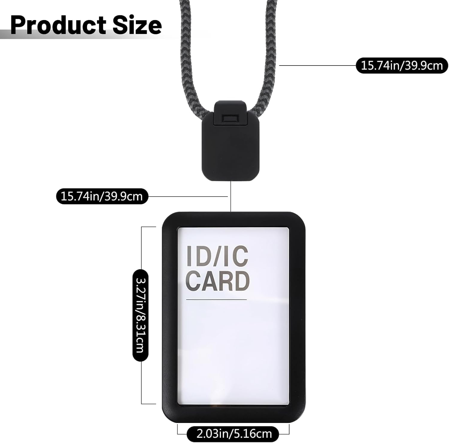 OFIFO ID Badge Holder Set for Office and School with Retractable Nylon Lanyards | 2 Pack Black Waterproof Vertical Card Holders